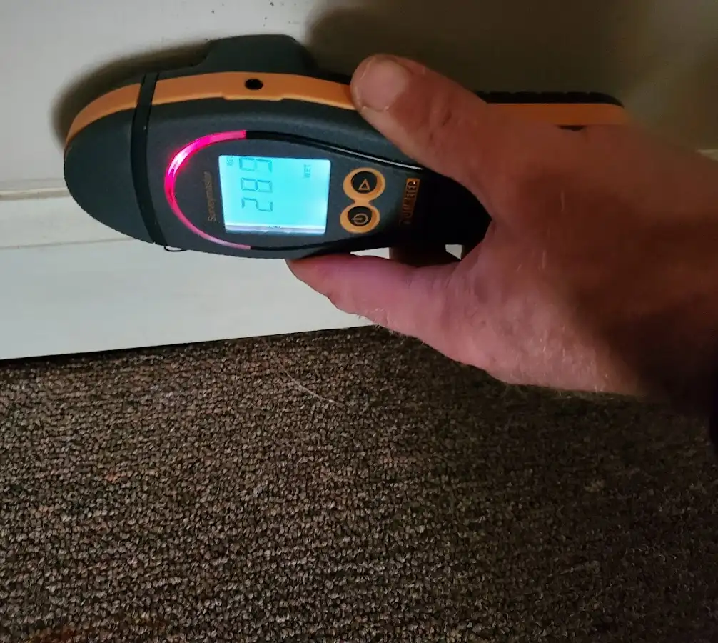 Moisture detection at baseboard during Burst Pipe Cleanup in Midvale